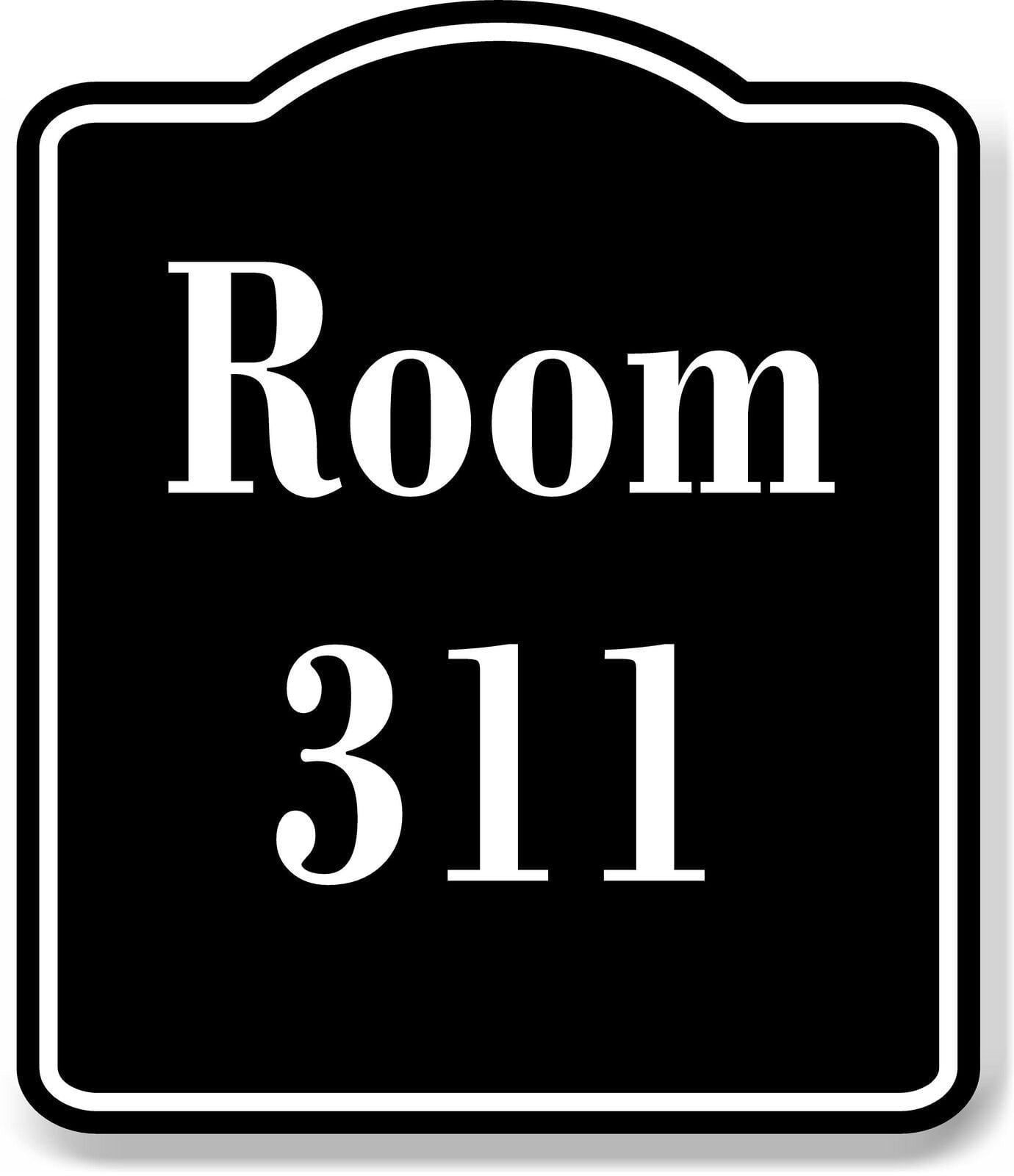 Room 311 Number Building BLACK Aluminum Composite Sign, 15