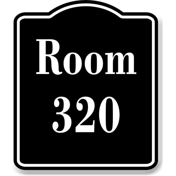 Room 320 Number Building BLACK Aluminum Composite Sign, 8.5"x10"