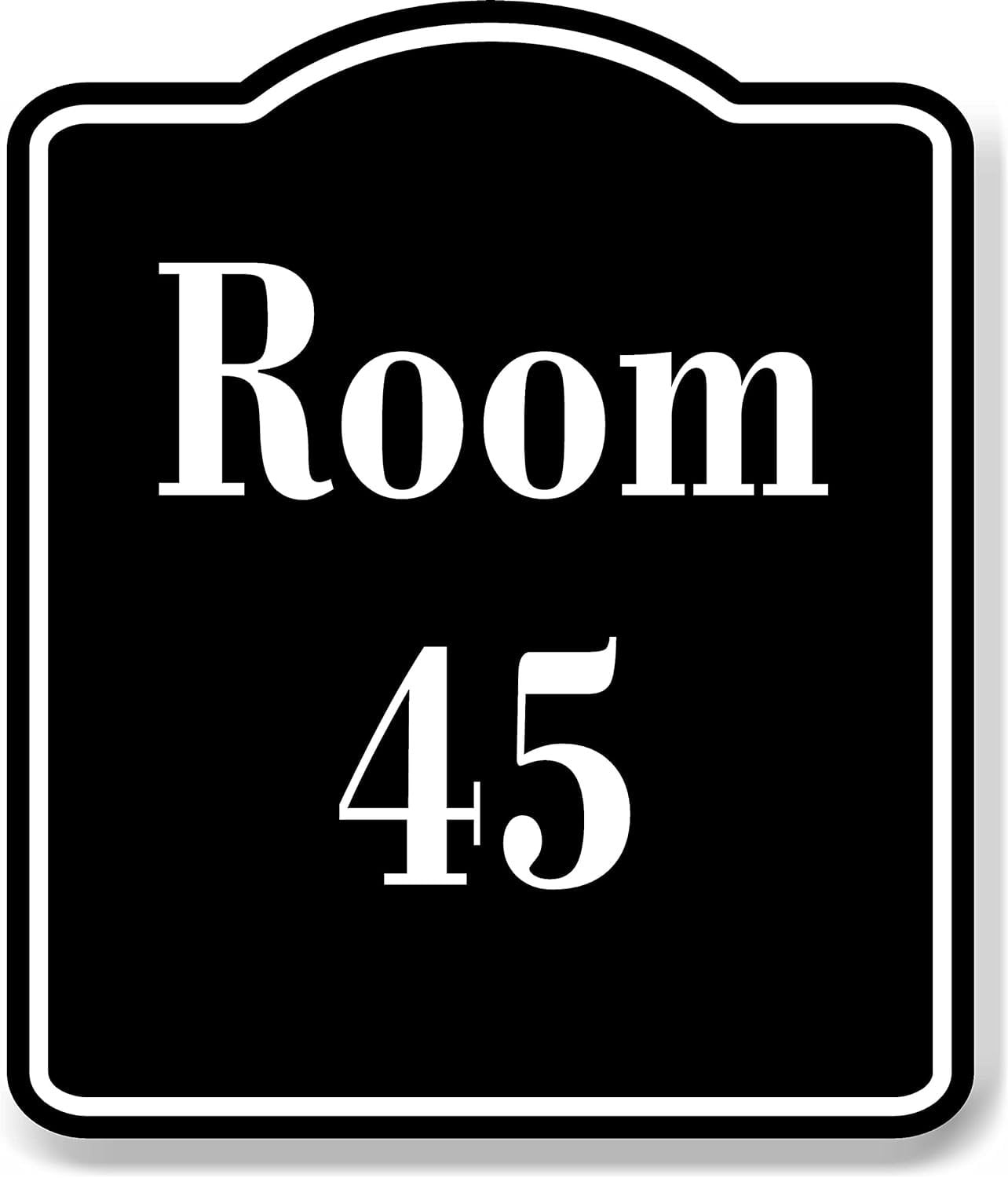 Room 45 Number Building BLACK Aluminum Composite Sign, 8.5