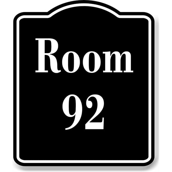 Room 92 Number Building BLACK Aluminum Composite Sign, 8.5"x10"