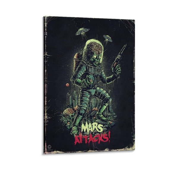 Room Aesthetic Poster Classic Movie Mars Attacks Movie Posters Cool Artwork Wall Art Home Decor Gift Ideas Poster Decorative Painting Canvas Wall Art