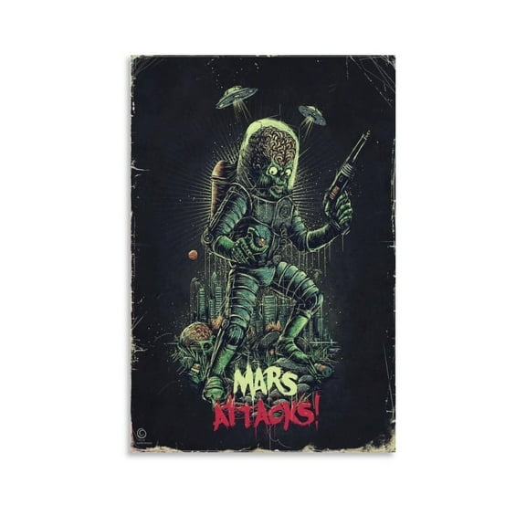 Room Aesthetic Poster Classic Movie Mars Attacks Movie Posters Cool Artwork Wall Art Home Decor Gift Ideas Poster Decorative Painting Canvas Wall Art