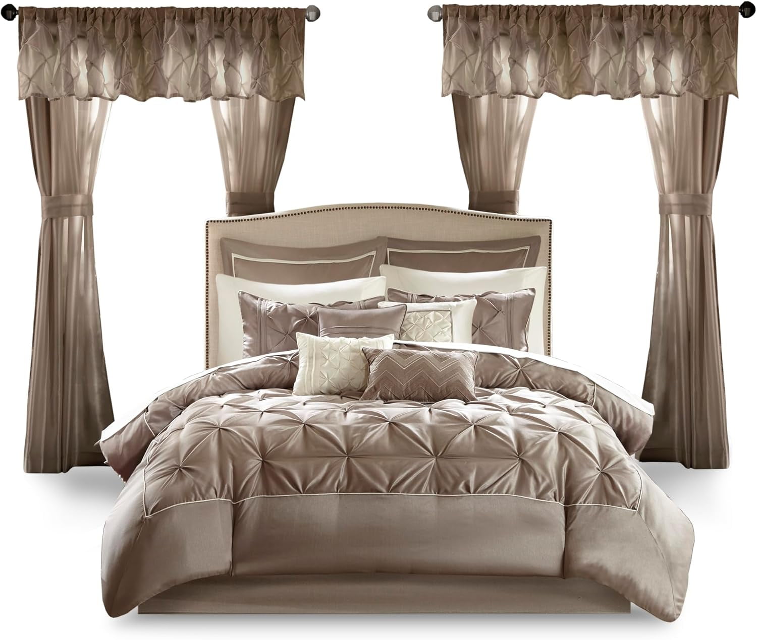Room in a Bag Faux Silk Comforter Set - Luxe Diamond Tufting All Season ...