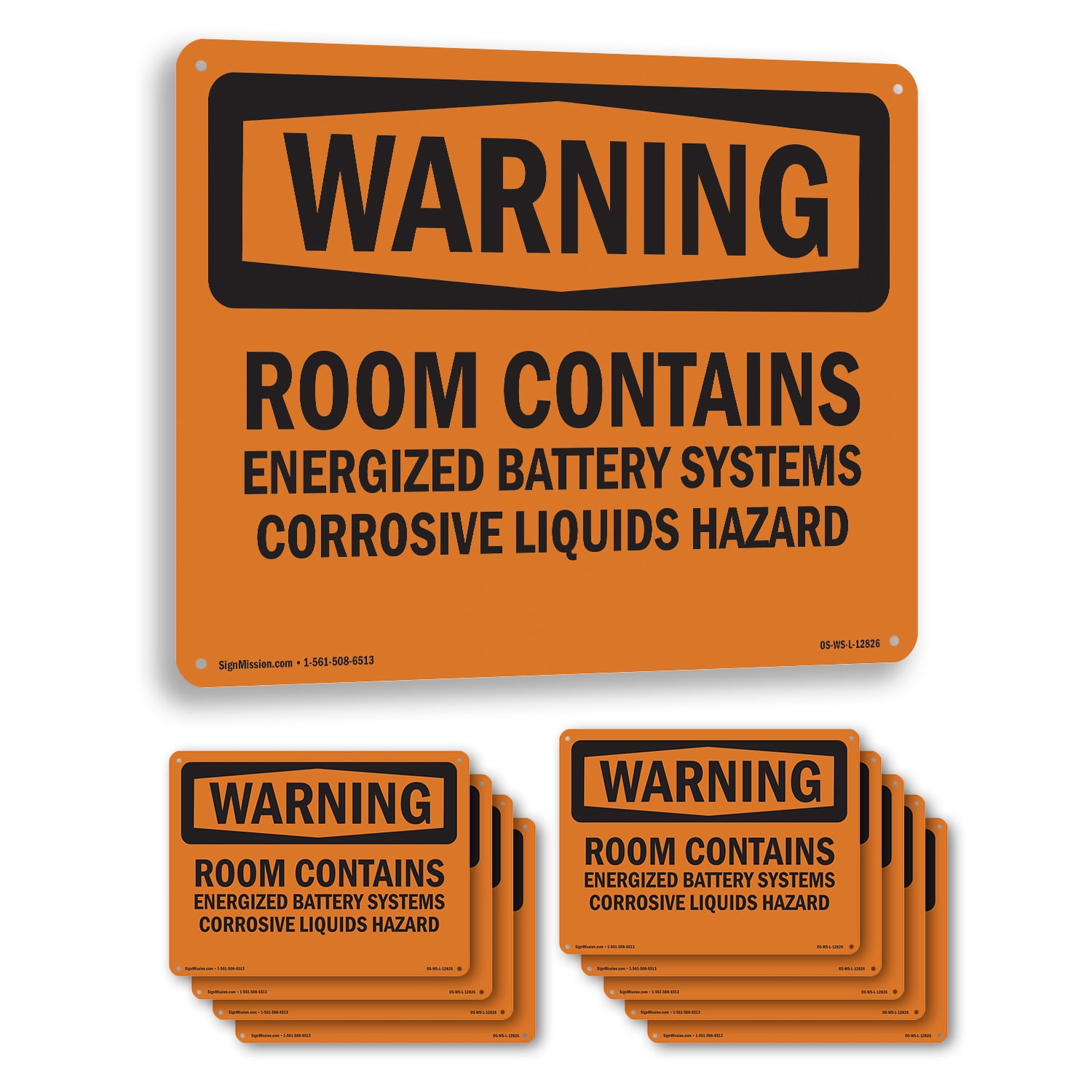 Room Contains Energized Battery OSHA WARNING Rigid Plastic Sign 24 Inch ...