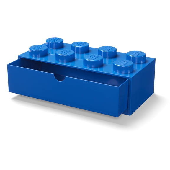LEGO 8-Knob Stackable Plastic Desk Organizer Drawer, Bright Blue