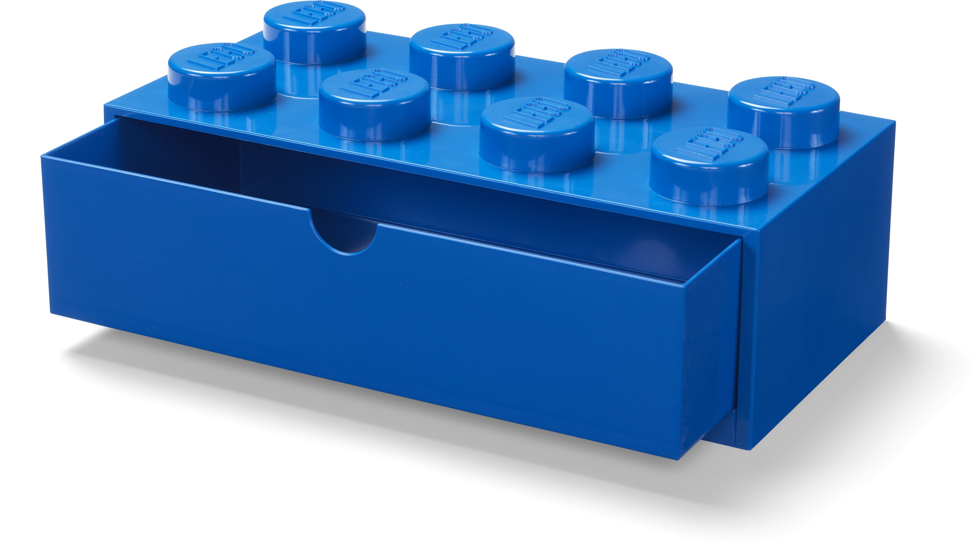 Room Copenhagen Lego Storage Brick 8 Desk Drawer, 8-Stud Stackable Tabletop Storage Box, 12.4 x 6.2 x 4.4 in, Bright Blue