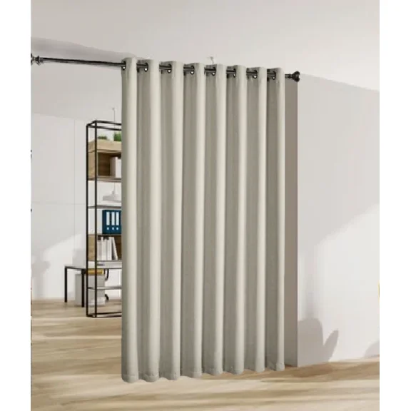 Gorgeous Home Linen Room Divider Extra Wide Thermal Unlined Blackout Grommet Curtain 1 Panel 100" Wide x 84" Long Ivory