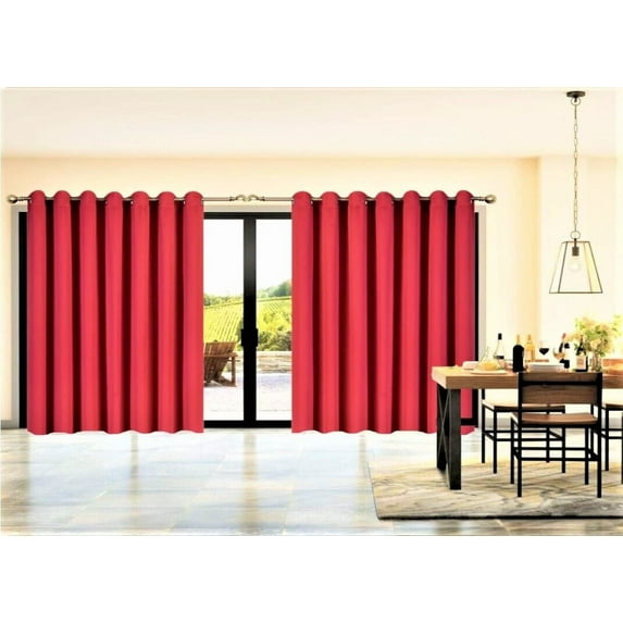 Room Darkening Blackout Curtains/Drapes K100 RED Panel Thermal Insulated Divider Room, Sliding Door Patio Extra Wide 1 Panel 100" X 84"