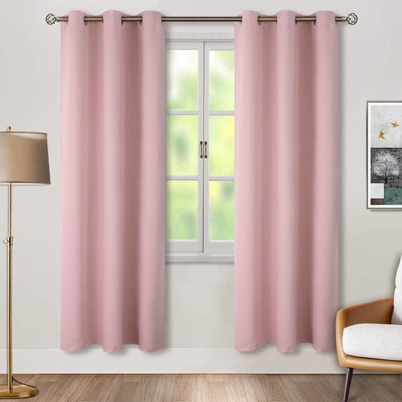 Room Darkening Blackout Grommet Curtains Thermal Insulated Solid Curtains Panel, Window Drapes for Living Room, Bedroom & Window (Set of 2 Panels, 42" W x 108" L) { Baby Pink }