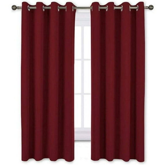 Room Darkening Blackout Grommet Curtains Thermal Insulated Solid Curtains Panel, Window Drapes for Living Room, Bedroom & Window (Set of 2 Panels, 42" W x 108" L) { Burgundy }