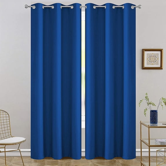 Room Darkening Blackout Grommet Curtains Thermal Insulated Solid Curtains Panel, Window Drapes for Living Room, Bedroom & Window (Set of 2 Panels, 42" W x 108" L) { Royal Blue }