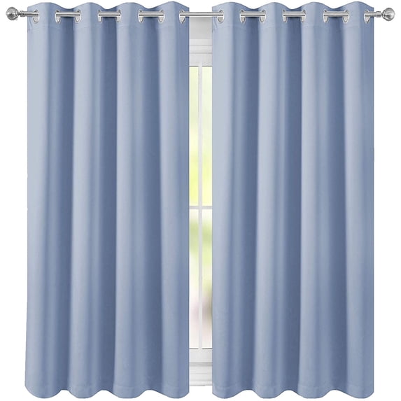 Room Darkening Blackout Grommet Curtains Thermal Insulated Solid Curtains Panel, Window Drapes for Living Room, Bedroom & Window (Set of 2 Panels, 42" W x 95" L) { Light Blue }