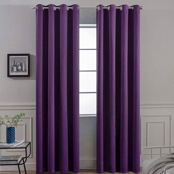 Room Darkening Blackout Grommet Curtains Thermal Insulated Solid Curtains Panel, Window Drapes for Living Room, Bedroom & Window (Set of 2 Panels, 52" W x 54" L) { Purple }