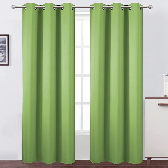 Room Darkening Blackout Grommet Curtains Thermal Insulated Solid Curtains Panel, Window Drapes for Living Room, Bedroom & Window (Set of 2 Panels, 52" W x 95" L) { Sage Green }