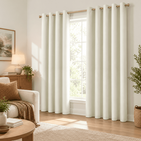 Room Darkening Curta63 Inches Long X 72w 70%-80% Blackout Cream Colored For Bedroom Light Bege