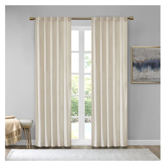 Room Darkening Curtains - 37x63 Inch Rod Pocket/Back Tab Window Panel Pair - Solid Thermal Blackout Drapes for Bedroom & Living Room