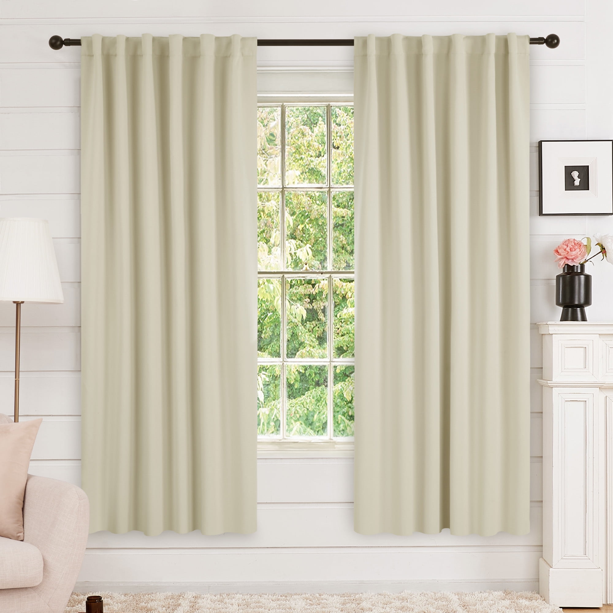 Room Darkening Curtains for Living Room 2 Panles Back Tab and Rod ...