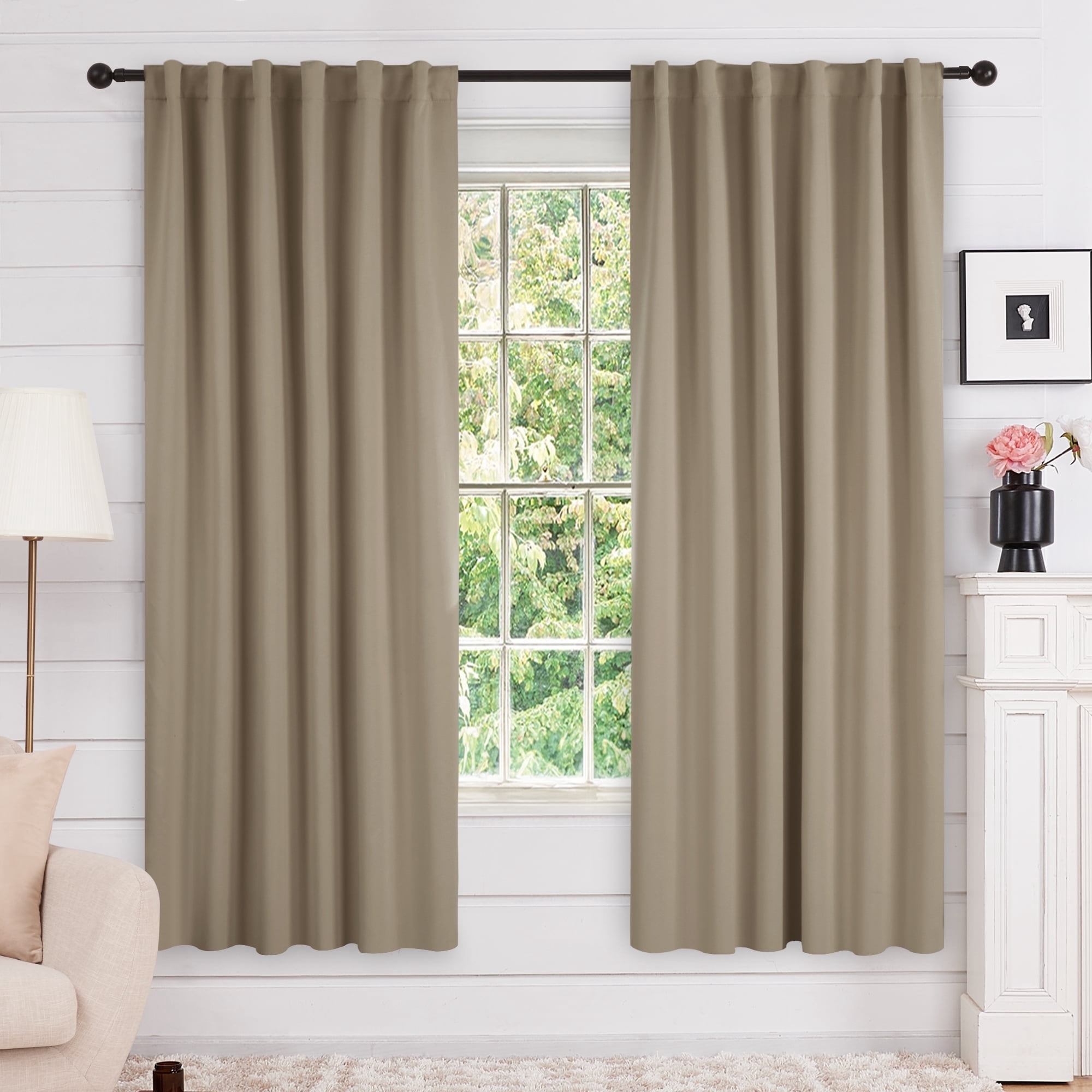 Room Darkening Curtains for Living Room 2 Panles Back Tab and Rod ...
