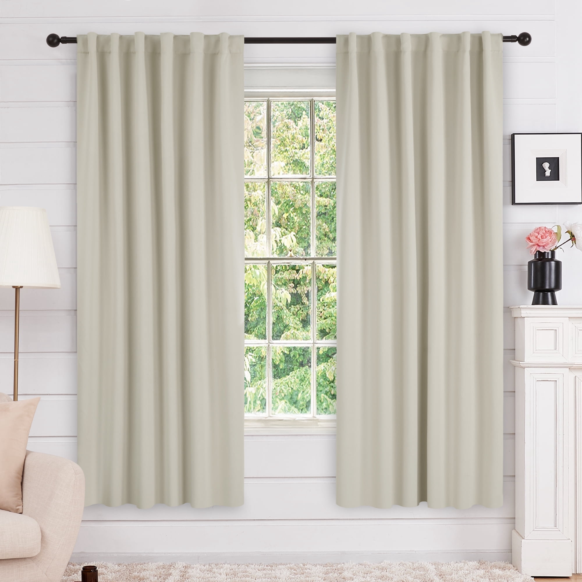 Room Darkening Curtains for Living Room 2 Panles Back Tab and Rod Pocket Curtains 52"x72" Light ...
