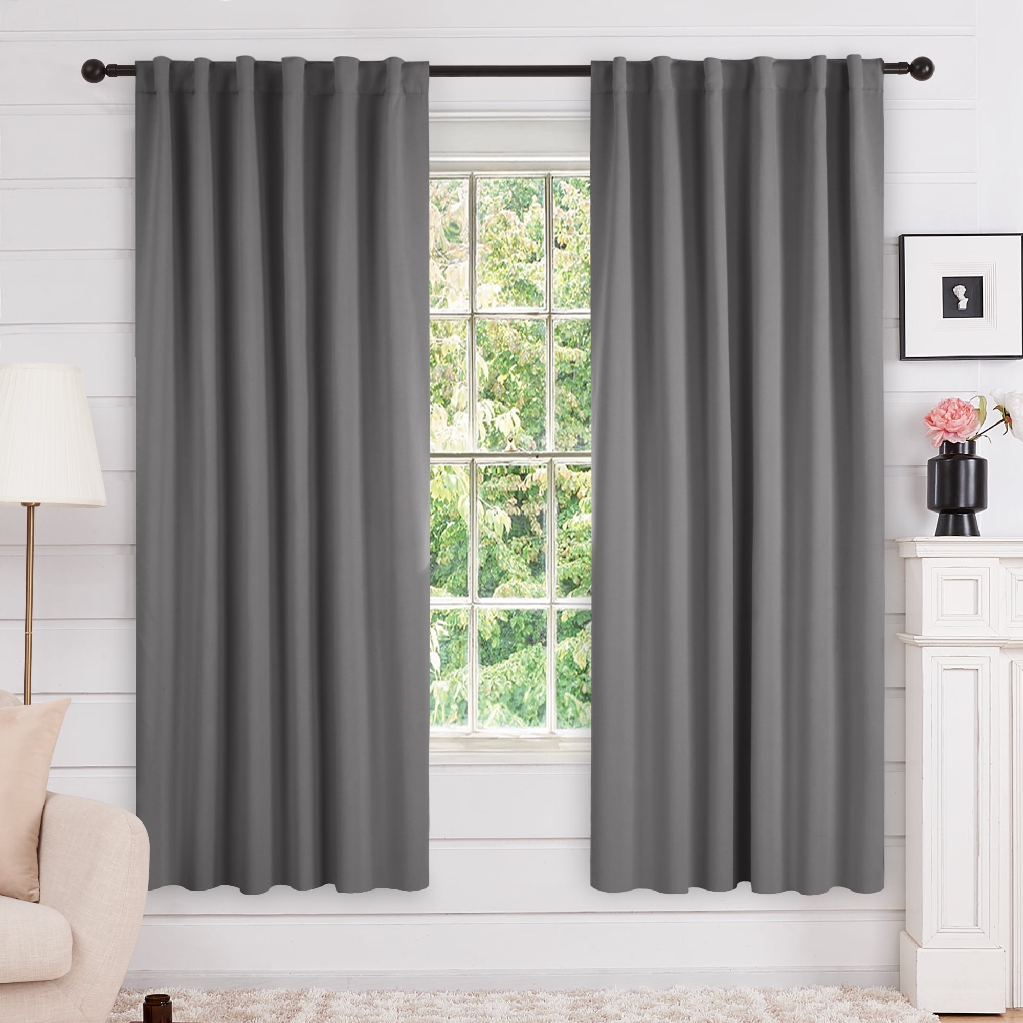 Room Darkening Curtains for Living Room 2 Panles Back Tab and Rod