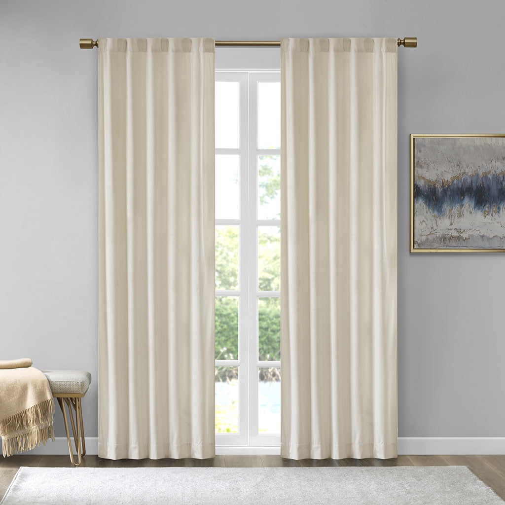 Room Darkening Poly Velvet Rod Pocket/Back Tab Curtain Panel Pair(2 Pcs ...