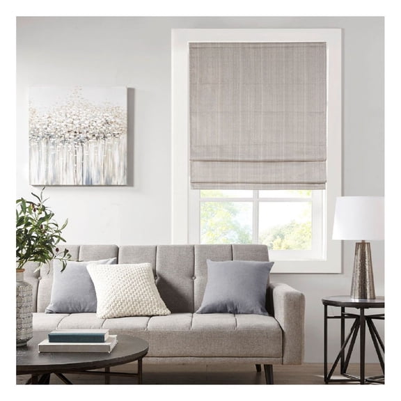 Room Darkening Roman Shades 64 Inch, Cordless Window Shades, Basketweave Texture, Taupe, Thermal Insulated, Privacy, Inside/Outside Mount