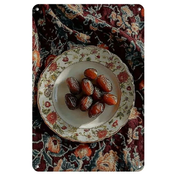 Room Decor 1pc Exquisite Oriental Style Date Palm Art Iron Plate Painting, 8x12 inches, Elegant Square Wall Art for Home, Bedroom, Living Room Decor, Ideal Holiday Gift