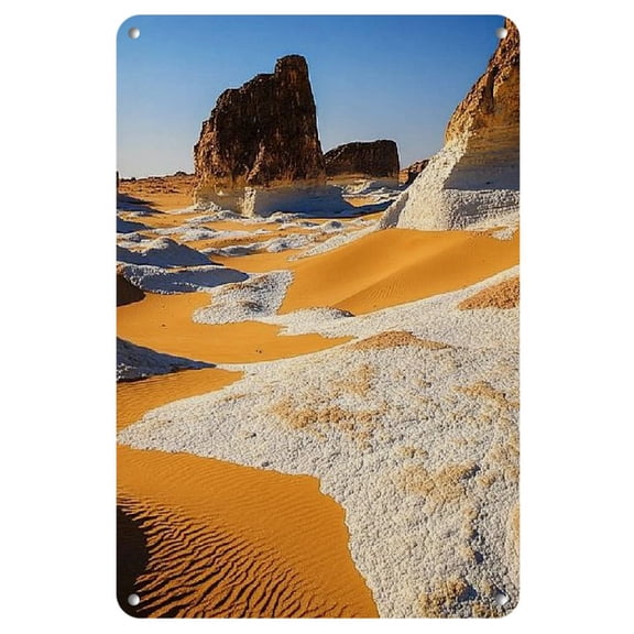 Room Decor 1pc Iron Metal Wall Art, 8x12inch Vintage Desert Landscape Tinplate Picture, Rustic Decor for Bar, Club, Cafe, Restaurant, Hotel, Home, Office, Bedroom, Bathroom, Garage