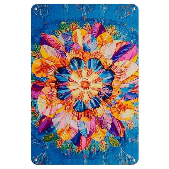 Room Decor 1pc Mandala Iron Wall Art - 8"x12" Square Metal Sign, Decorative Hanging Wreath Plaque for Home, Living Room, Farmhouse, Bar & Restaurant Decor