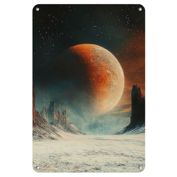 Room Decor 1pc Metal Painting Planets, Space, Futuristic, Landscape, Sci-Fi (1) Christmas Decorations Or Gifts Suitable for Bedroom Living Room Office Home Decoration 12X8 Inch
