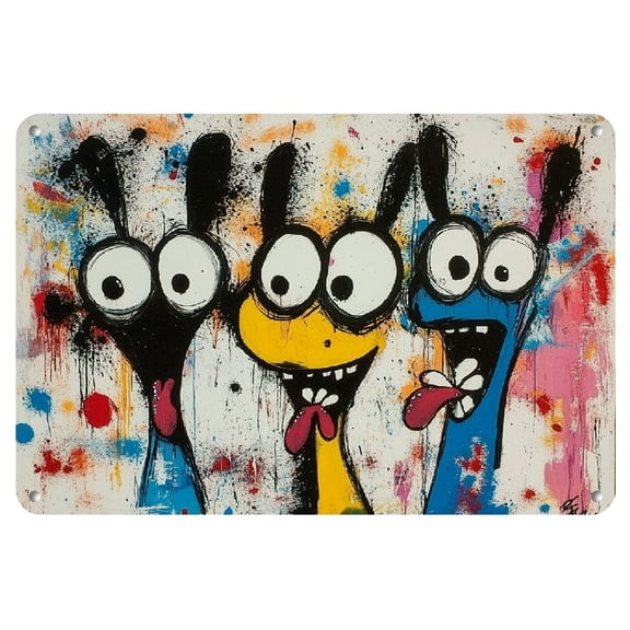 Room Decor 1pc Quirky Cartoon Dogs Style Metal Iron Sign, 12x8 Inch, Easy to Install Wall Art, Unique Gift Idea, for Home Bar, Pub, Cafe & Living Room Decor, Perfect for Room Decor