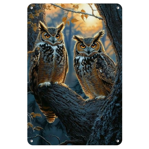 Room Decor 1pc, Retro Tin Label Owl Wall Art Retro Plaque Decoration, Wall Art Decoration, Iron Tin Signage, Flower Poster Plaque Wall Signage (8x12 inches/20 * 30cm)