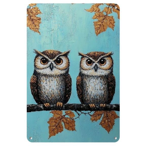 Room Decor 1pc Rustic Owl Metal Wall Art, 8x12 inches Vintage Iron Sign, Twigs and Vines Design, Decorative Home Bedroom Bar Cafe Office Farm Decor, Artistic Metal Iron Sign