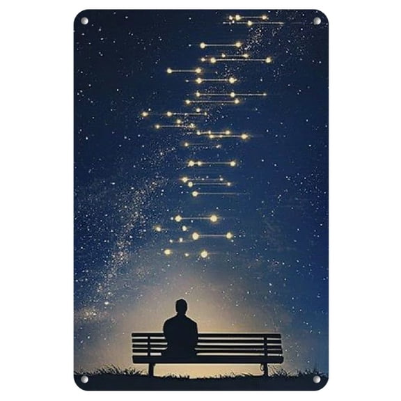 Room Decor 1pc Starry Night Staircase Vintage Iron Wall Art, Retro Novelty Plaque, for Home, Room, Restaurant, Bar, Cafe, Garage, Farmhouse Decor