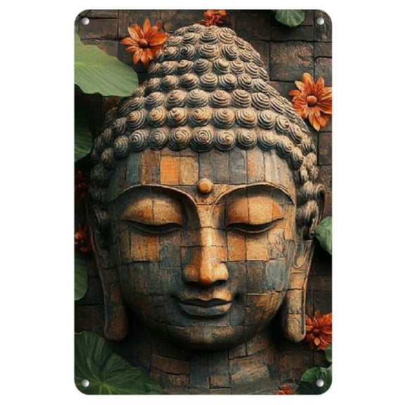Room Decor 1pc Vintage Buddha Iron Wall Art, 8x12 inches, Rustic Decor for Home, Bar, Garage, Water and Dust Resistant, Unique Gift for Men and Women
