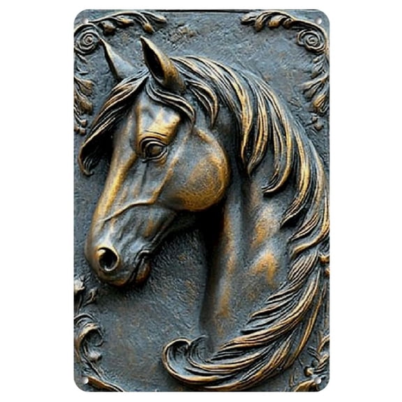 Room Decor 1pc Vintage Dark Horse Head Metal Iron Sign, 8x12 inches, 2D Wall Art Decor, Ideal for Outdoor, Home Bar, Club, Unique Gift for Enthusiasts