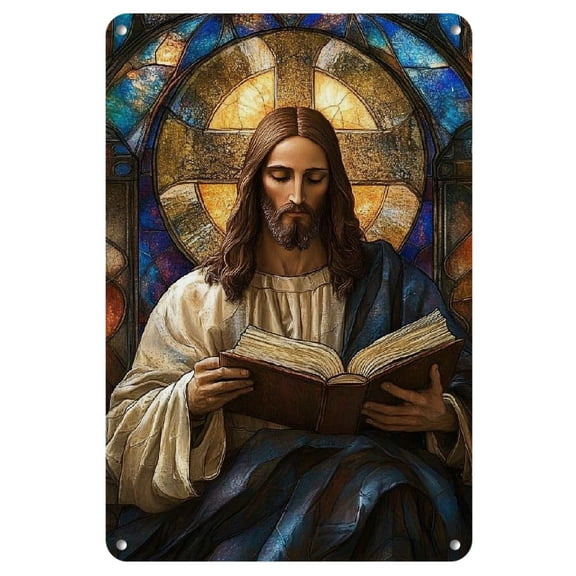 Room Decor 1pc Vintage Iron Metal Sign, 8x12 inches, "The Solemn Icon of Jesus" Wall Art, Religious Decor for Home, Bar, Club, Unique Gift for Man Caving Enthusiasts, Perfect for Room Decor