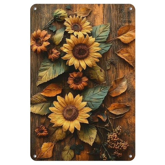 Room Decor 1pc Vintage Iron Wall Sign, Autumn Floral Style, 8x12 Inch, Rustic Metal Plaque, for Home, Bedroom, Bar, Cafe, Office, Farm Decor