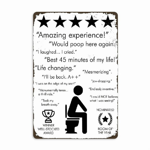 Room Decor 1pc Vintage Metal Toilet Sign - Humorous Bathroom Wall Art for Bar, Cafe, Home - Iron Construction, Funny Restroom Decor, _Would Poop Here Again_ Contest Plaque