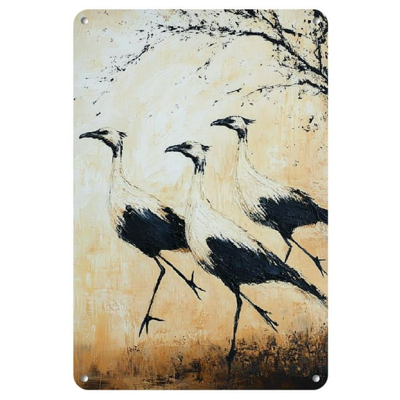 Room Decor 1pc Vintage Ostrich Running Metal Tin Sign, 8"x12" Iron Wall Art, Retro Room Decor, Restaurant & Bar Accent, High-Definition Print, Durable Quality