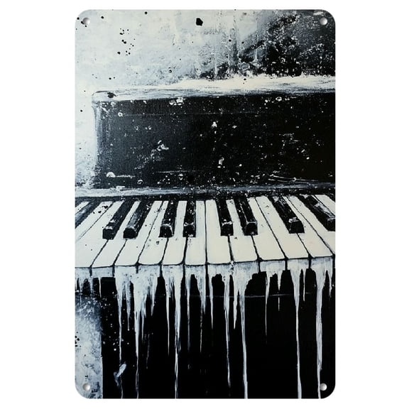 Room Decor 1pc Vintage Piano Keys Metal Tin Sign, 8x12 inches, Retro Iron Wall Art, Music Themed Room Decor, Perfect for Home, Bar, Cafe, Funky Home Decor, 2D, Perfect for Room Decor