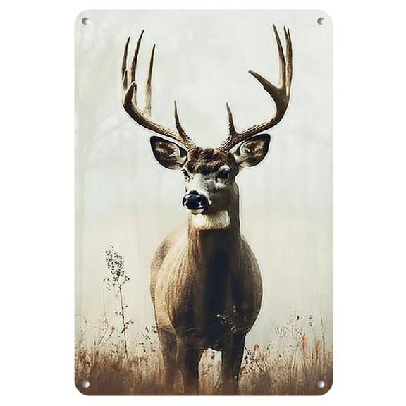 Room Decor 1pc Whitetail Deer Vintage Style Metal Iron Sign, Rustic Charm, Reusable Iron Decor, 8x12 inches, with Easy Hanging, for Home, Kitchen, Dining Room, Bedroom, Garden, Bathroom