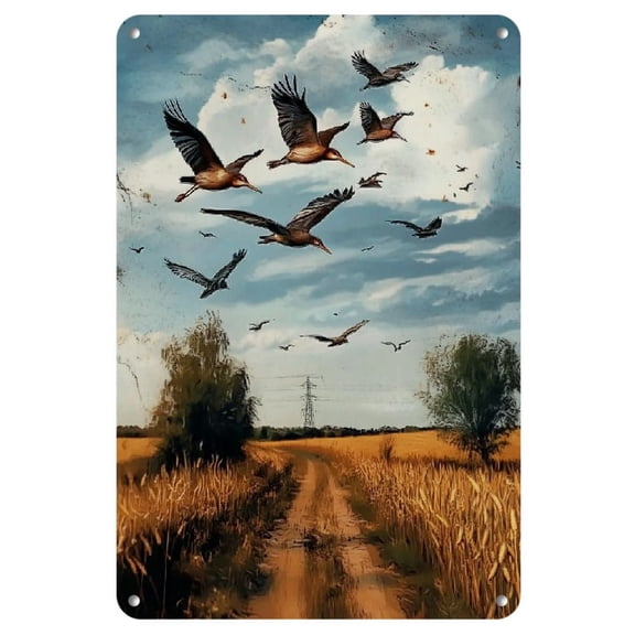 Room Decor 2-Pack Rustic Farmhouse Bird in Flight Metal Wall Art, 8x12 Inch Frameless Tin Sign, High Definition Printing Home Decor