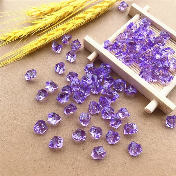Room Decor Acrylic Stones 200Pcs Plastic Gem Stone Ice Rocks Table Scatter Vase Fish Tank Decoration Purple Decorations For Home Bedroom