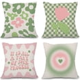 thumbnail image 1 of Room Decor Aesthetic Sage Green and Pink Throw Pillow CoversDecorative Pillowcase Trendy Square Cushion Case for Living Room Girls Bedroom Dorm,18x18 Inches, 1 of 4