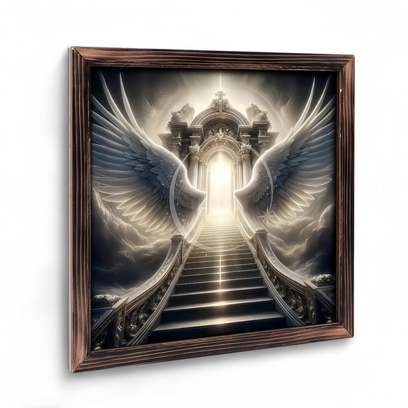 Room Decor Art Prints: Angel Wings  Wooden Art Prints, God's Prayer, Religious Decoration, for Living Room, Kitchen, Bedroom And Office.is Also A Great Gift for Others. Vintage  08×08inch(