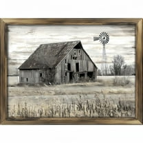 Room Decor Art Prints: Bedroom Rustic Wooden Art Prints,Vintage Farmhouse Office Artwork Old Barn Windmill Rural Framed Picture Farm Gallery for Living Room Bedroom Home Vintage  16x12inch