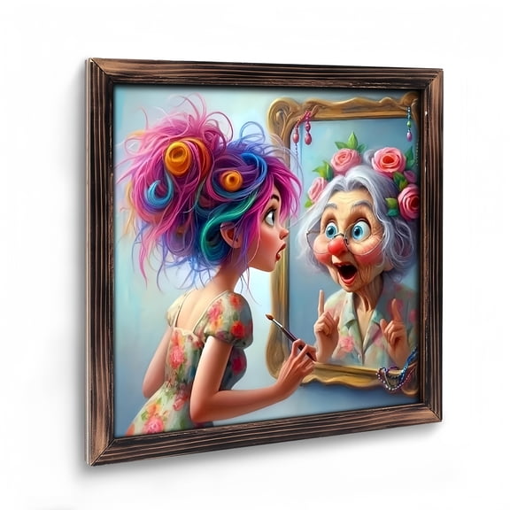 Room Decor Art Prints: Haha Magic Mirror Wooden Art Prints for Gift Home Wall Decor for Living Room, Kitchen, Bedroom And Office. Vintage 08×08inch(20×20cm)