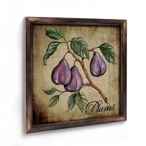 Room Decor Art Prints: Rustic Plums Framed Wooden Art Prints, Fruit Wall Art for The Kitchen,Dining Room Vintage Abstract Printed Paintings. Vintage  08×08inch(20×20cm)