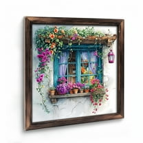 Room Decor Art Prints: Window Sill Flowers  Wooden  Art Prints  for Gift Home Wall Decor for Living Room, Kitchen, Bedroom And Office. Vintage  08×08inch(20×20cm)
